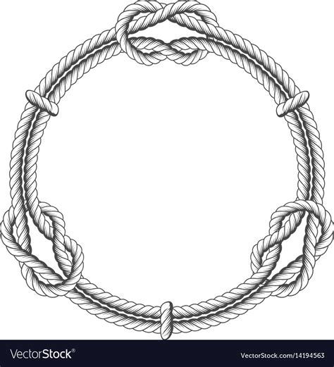 Twisted rope circle - round frame with knots Vector Image