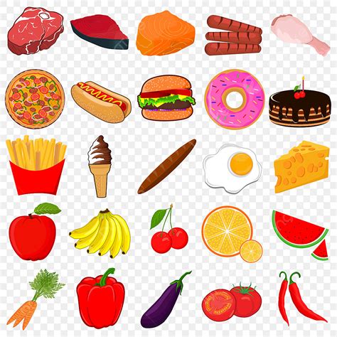Food Collection Vector Png Images 25 Colorful Food Set Illustration