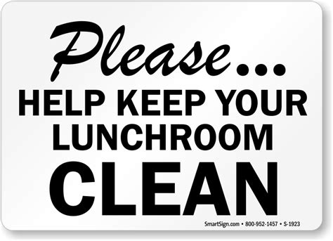 Please Help Keep Your Lunchroom Clean Sign Sku S 1923