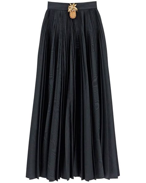 Roberto Cavalli Pleated Long Skirt With Pineapple Jewel In Black Lyst