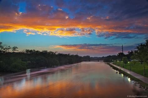 Sunset Over The Arkansas River In Wichita Arkansas City Arkansas