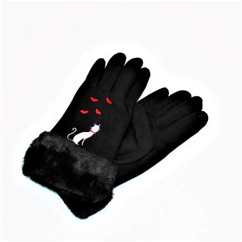 women s suede love cat gloves