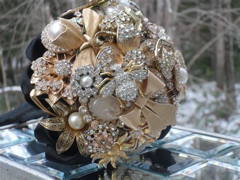 You won't look back at your wedding photos in 20 years and regret having a braid in. Brooch and Jeweled Bouquet, small... Made to Order. $220 ...