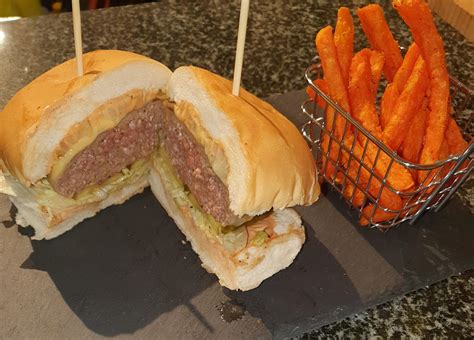 Homemade Cheeseburger With Sweet Potato Fries R Food