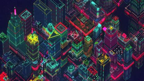 2048x1152 Neon Synthwave Buildings 2048x1152 Resolution Hd 4k