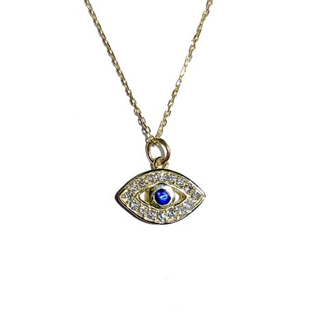 Large Diamond And Sapphire Evil Eye Pendant In 14K Gold