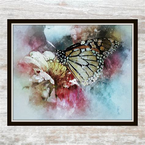 Watercolour printable - Butterfly Printable - Monarch Butterfly Printable - Floral Printable ...