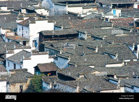 Rooftop View Likeng Ancient Huizhou Style Village Wuyuan County China