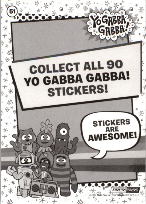 2012 press pass yo gabba gabba stickers 51 learn with plex make your bed nm mt