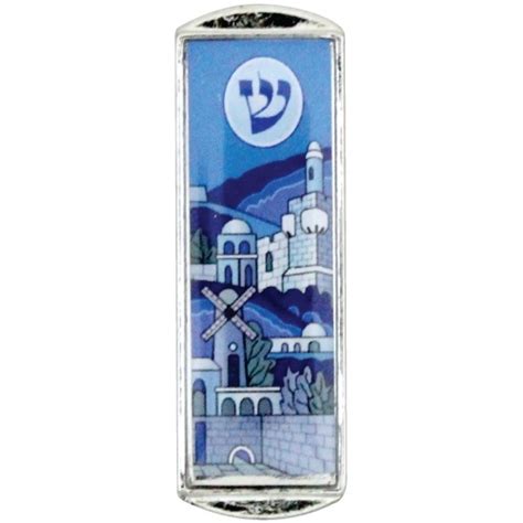 Blue Jerusalem Car Mezuzah