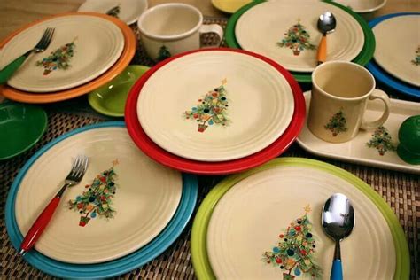 Fiestaware Christmas Tree With Different Colored Plates Love This