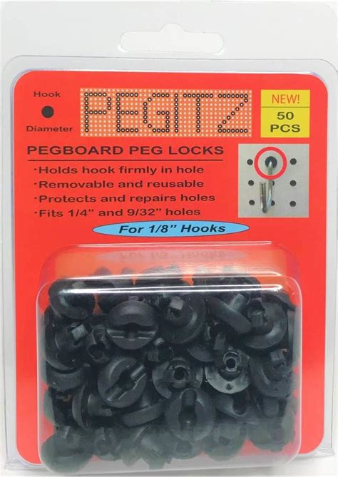 Pegitz Pegboard Peg Locks 50pcs 18 Inch Black Hooks Amazon Canada