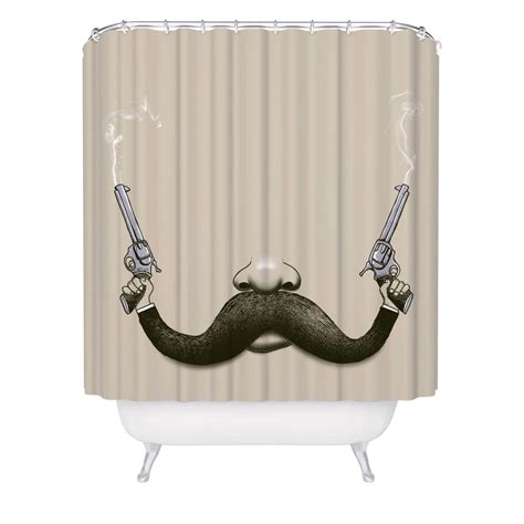 The western shower curtain can do wonders for any country house bathroom. EXTRA LONG Shower Curtain Funny, Moustache Pistols ...