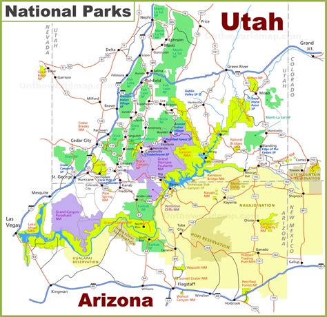 Map Of Arizona And Utah Vector U S Map