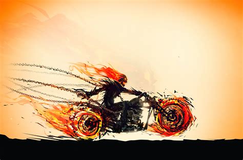 Wallpaper Ghost Rider 4k Skull Fire Artwork Motorcycle 3840x2538