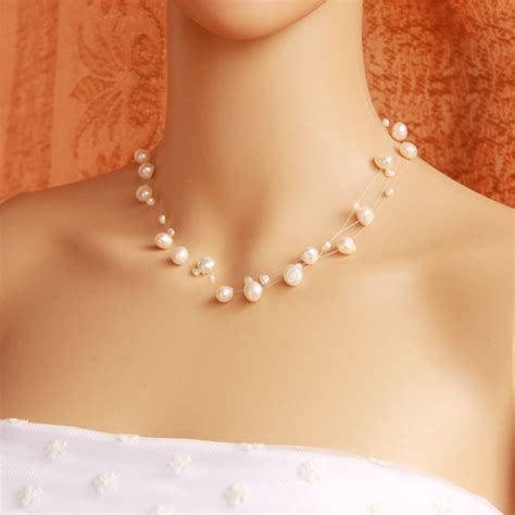 Multi Strand Pearl Necklacechunky Pearl Necklacebridesmaid Etsy