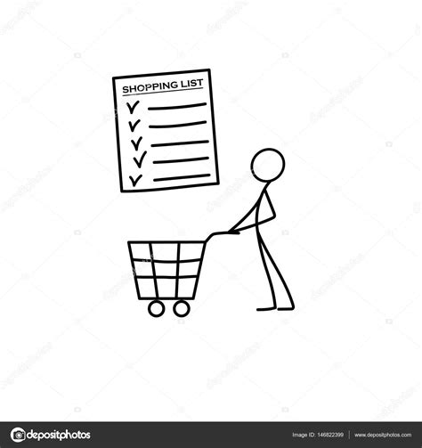 Stick Figure Man Pushing Shopping Cart Icon — Stock Vector © Binik1