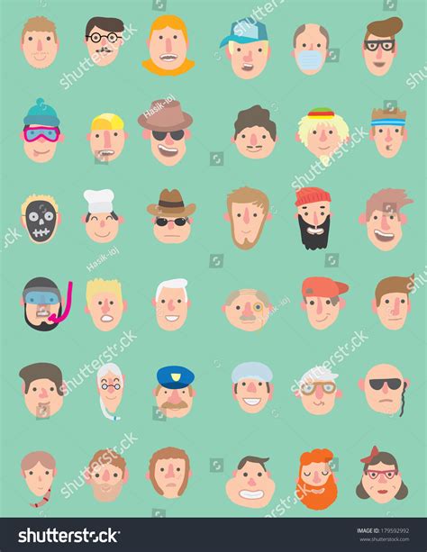 Faces Icons Mega Pack Flat Design Stock Vector Royalty Free 179592992