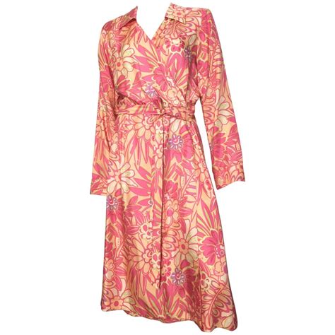 Bob Mackie Floral Silk Wrap Dress Size 14 16 At 1stdibs