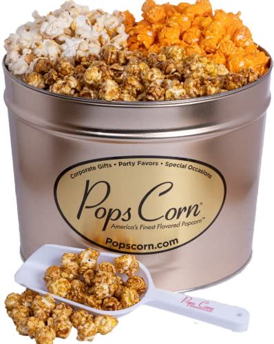 Popcorn Gourmet Tin Large 2 Gallon Caramel Cheese And Kettle Corn Free