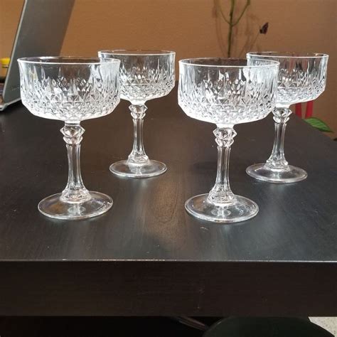 Set Of 4 Longchamp Cristal Darques Champagne Sherbet Crystal Glasses