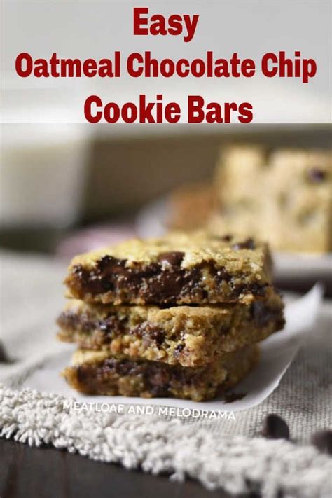 They are in the oven and i can not wait to taste these. Easy Oatmeal Chocolate Chip Cookie Bars - Meatloaf and ...