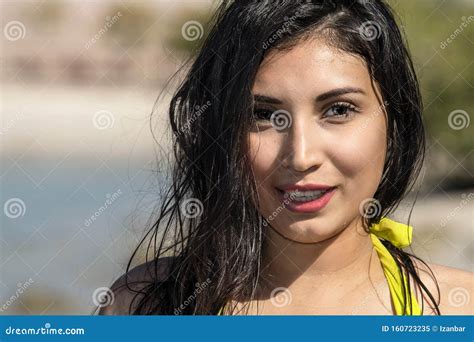 Beautiful Latina Girl At The Beach Stock Image Image Of Gray Makeup 160723235