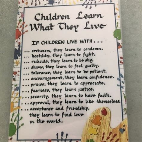 Children Learn What They Live Plaque Etsy