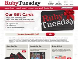 Cards are not redeemable for cash, except where required by law. Ruby Tuesday | Gift Card Balance Check | Balance Enquiry, Links & Reviews, Contact & Social ...