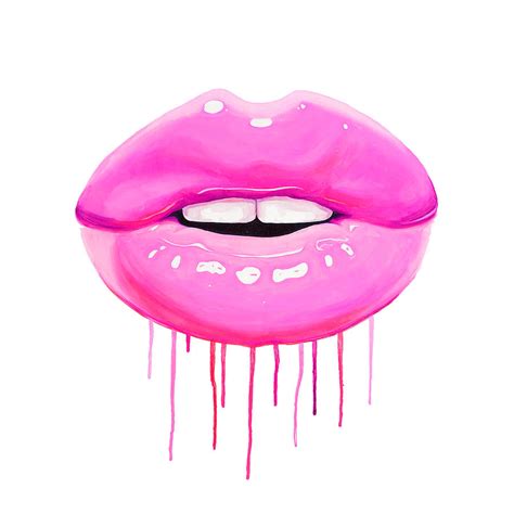 Pink Lips Drawing By Vitor Costa