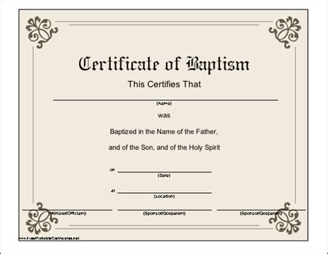 Printable Baptism Certificate Template Free Classles Democracy