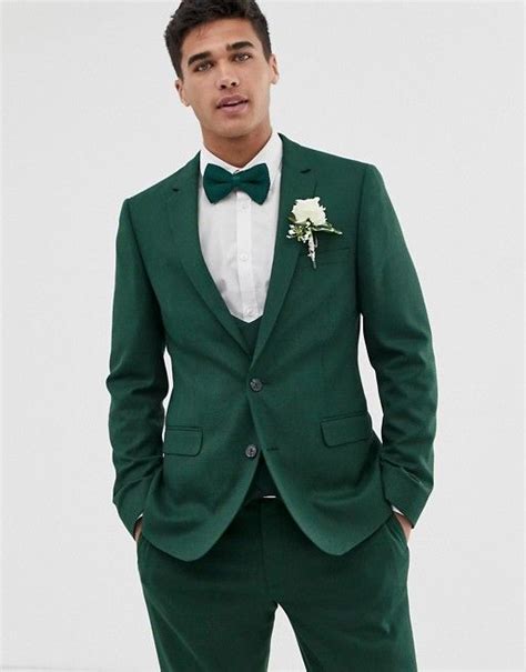Asos Design Asos Design Wedding Skinny Suit Jacket In Forest Green