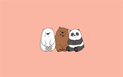 Three Cartoon Bears Sitting Next To Each Other On A Pink Background With The Same Color