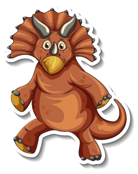 Free Vector Triceratops Dinosaur Cartoon Character Sticker
