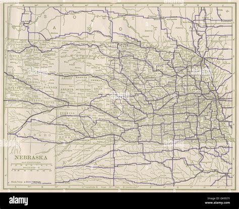 Nebraska State Highways Poates 1925 Vintage Map Stock Photo Alamy