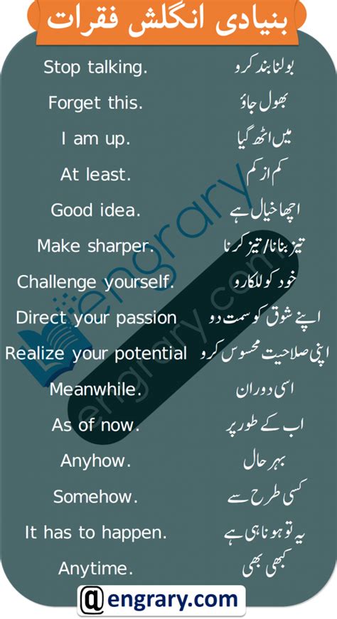100 English Sentences Used In Daily Life With Urdu Engrary