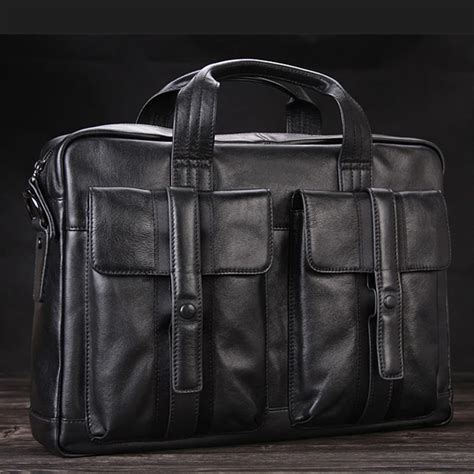 High Class Luxury Men Genuine Leather Briefcases Leather Office Bag Men Business Bag Male 15