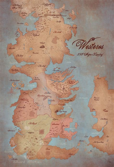 Map Of Westeros A Song Of Ice And Fire Seven Kingdoms Etsy