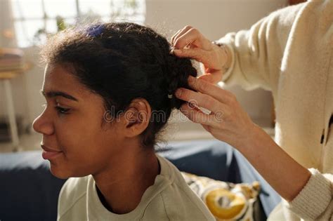 Mother Making Hairstyle To Her Adopted Daughter Stock Image Image Of Love Indoors 275528619