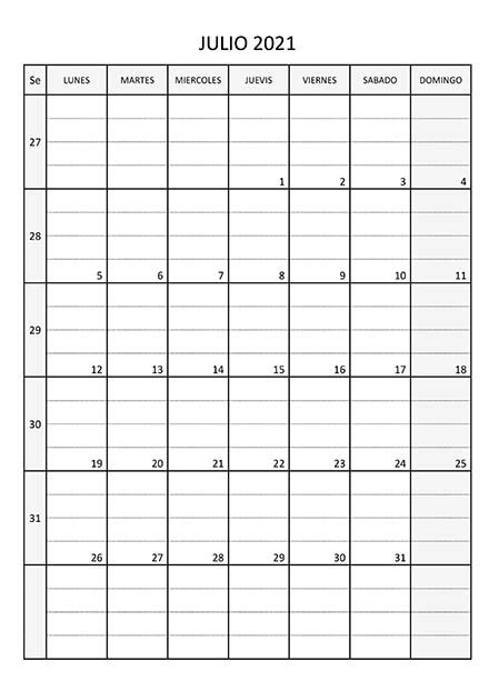 Calendario Julio 2021 Calendariossu