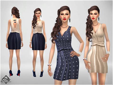 Spring Bluebrown Dress By Devirose At Tsr Sims 4 Updates