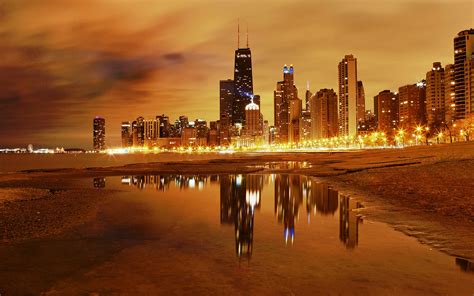 Chicago Skyline At Night Wallpaper 536