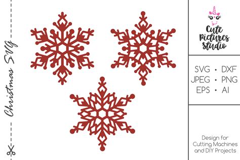 Christmas Snowflakes Set Svg Dxf Cut File Snowflakes Png