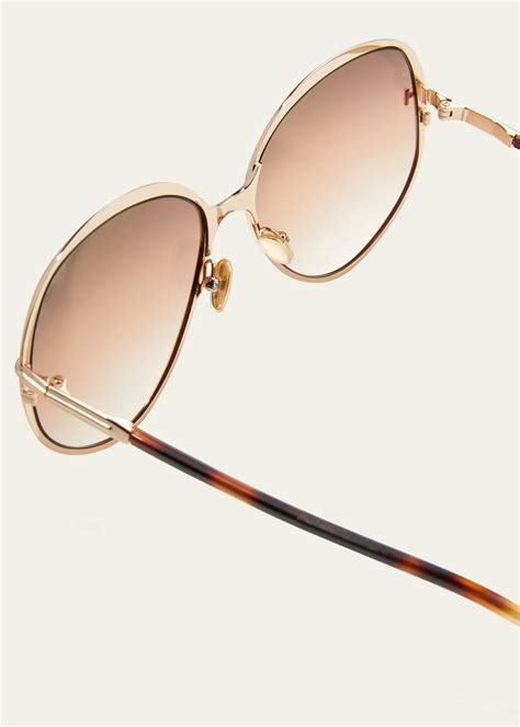 Tom Ford Yvette Round Metal Sunglasses Bergdorf Goodman