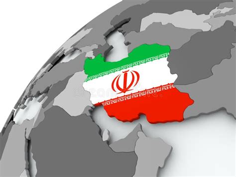 Flag Of Iran On Grey Globe Stock Illustration Illustration Of World