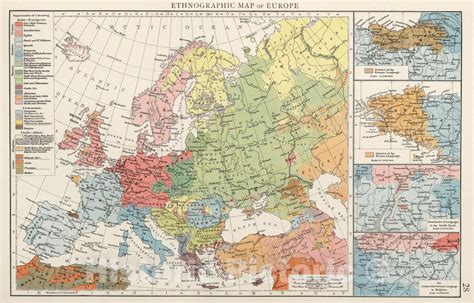 Historic Map Ethnographic Map Of Europe 1900 Vintage Wall Art