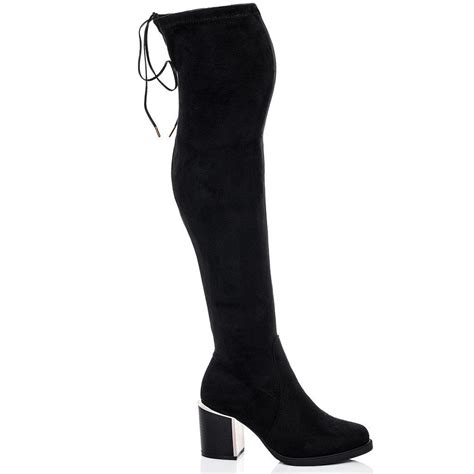 Lace Up Block Heel Over Knee Tall Boots Black Suede Style Sz 10 Read More At The Image Link