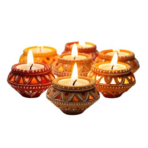 Traditional Clay Diya Lamps Lit During Diwali Celebration Diwali