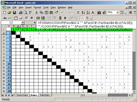 MS Excel 2003: Counting matched pairs