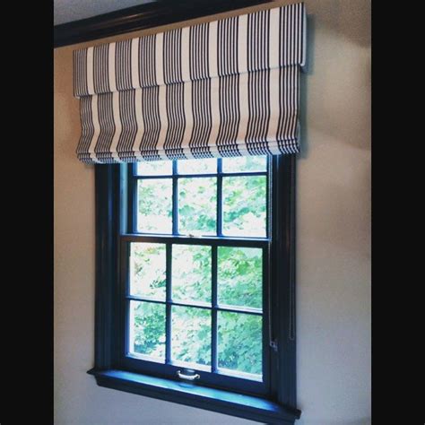 Outside mount shades are a good choice if an inside mount is not possible due to window depth or obstructions around the window frame. Outside mount roman shades with 6" valance striped fabric ...